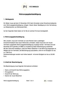 Wohnungsgeberbestätigung - Immobilien Perez